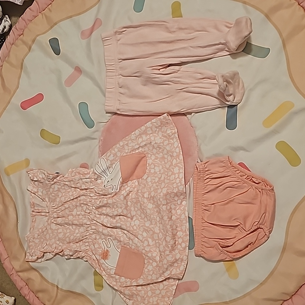 3m Just One You by Carter's matching pink bunny set of 3..